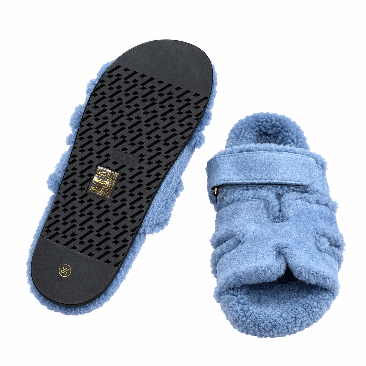 Hermès Light Blue Textured H-Strap Slides