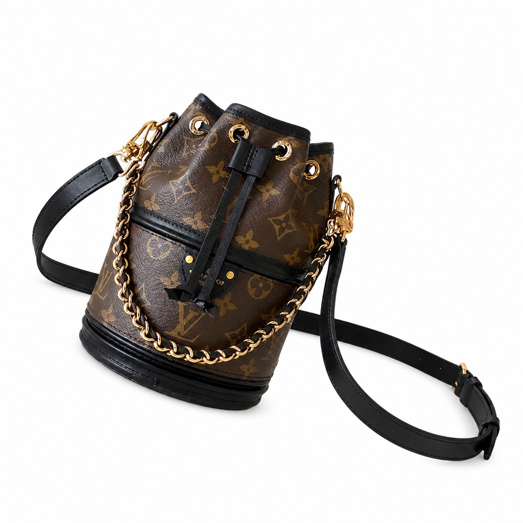 Louis Vuitton Cannes — Monogram Canvas, Black Leather Trim & Gold Stud Base