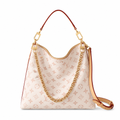 Louis Vuitton Watercolor Hobo — Monogram Canvas, Red Leather Handle, Chunky Gold Chain & Vachetta Strap