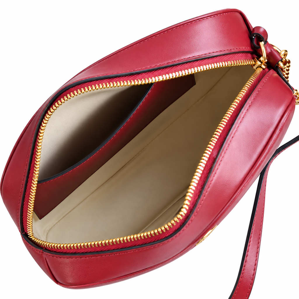 Gucci GG Marmont Small Camera Bag in Hibiscus Red Matelassé