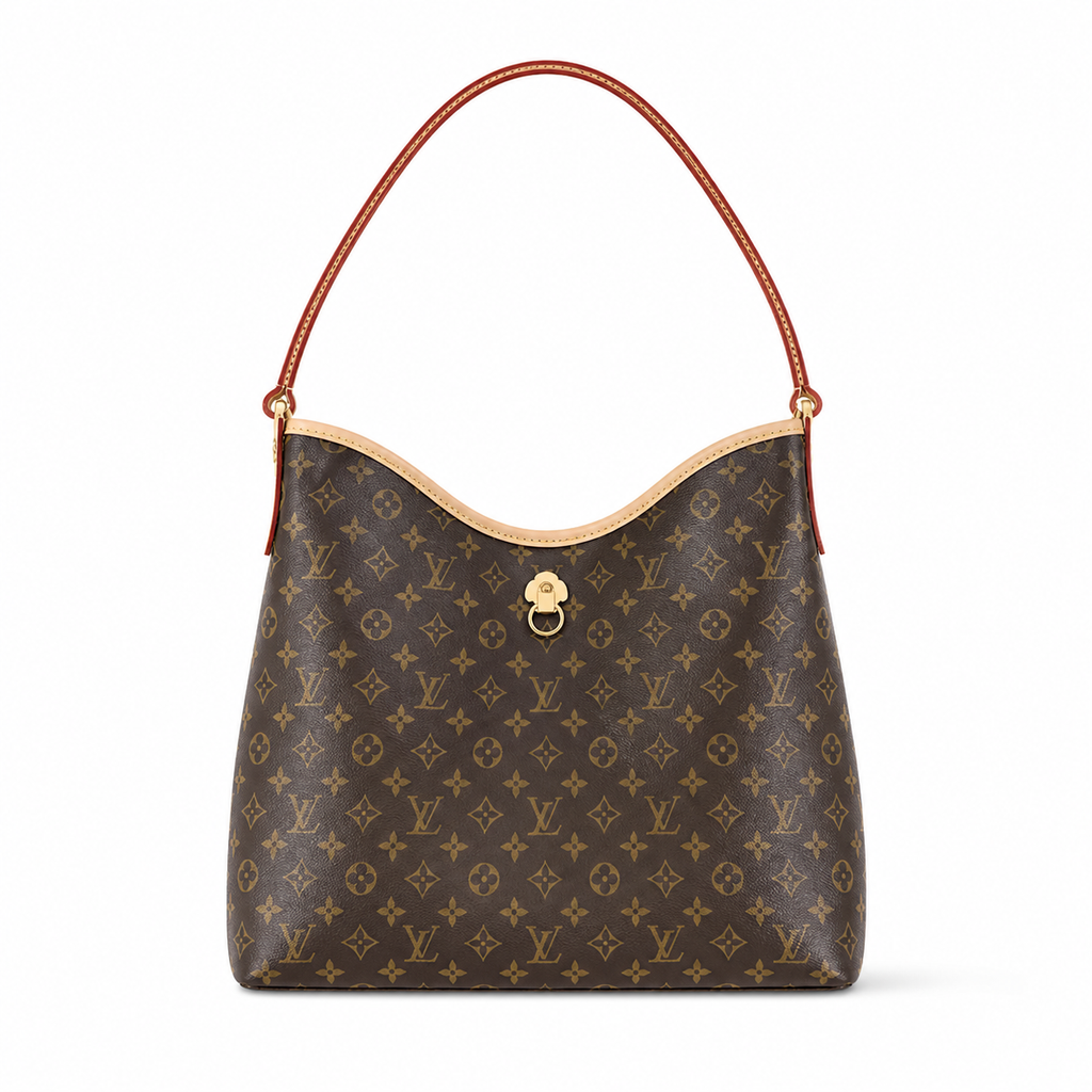Louis Vuitton Large Crossbody — Monogram Canvas, Vachetta Strap & Red Striped Interior