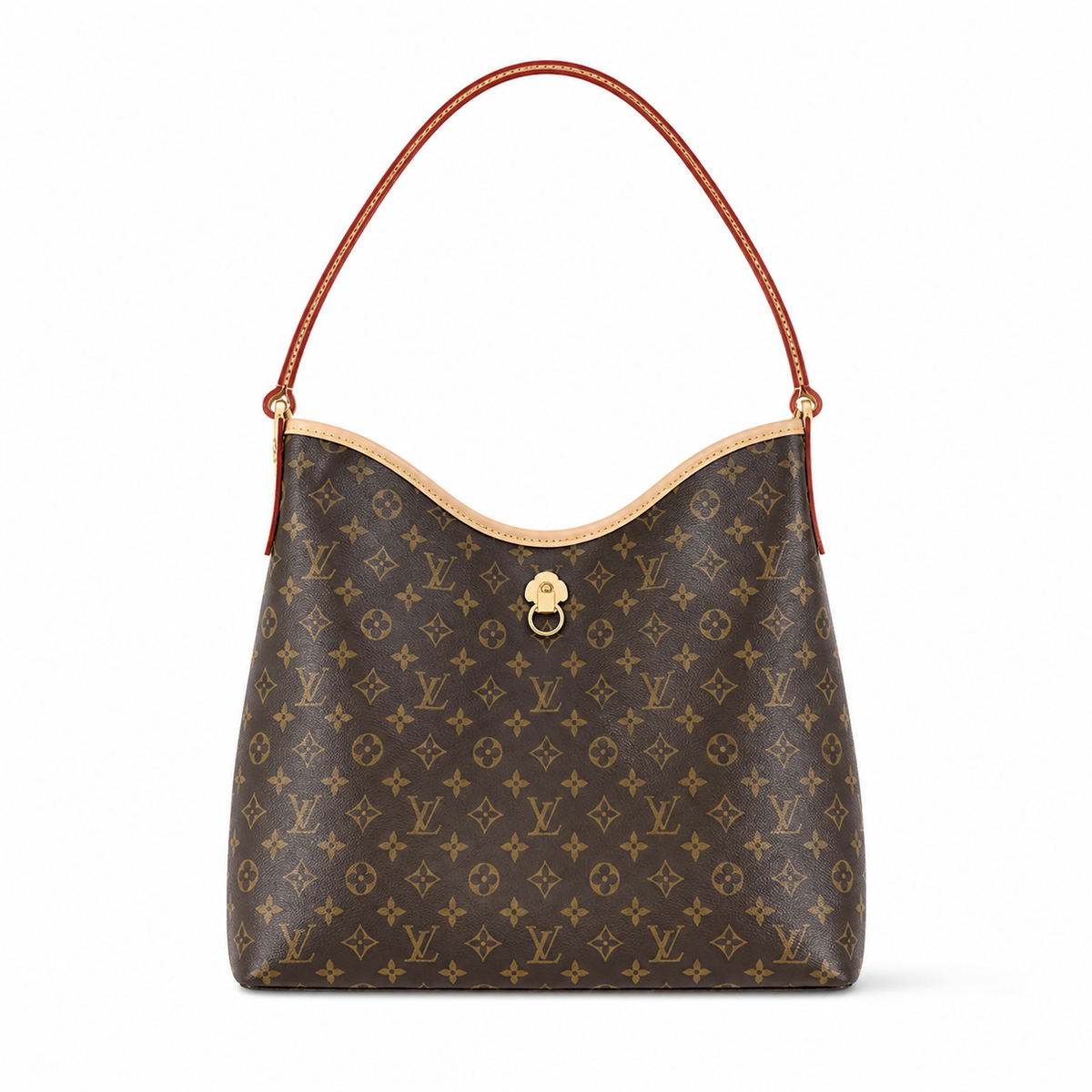 Louis Vuitton Large Crossbody — Monogram Canvas, Vachetta Strap & Red Striped Interior