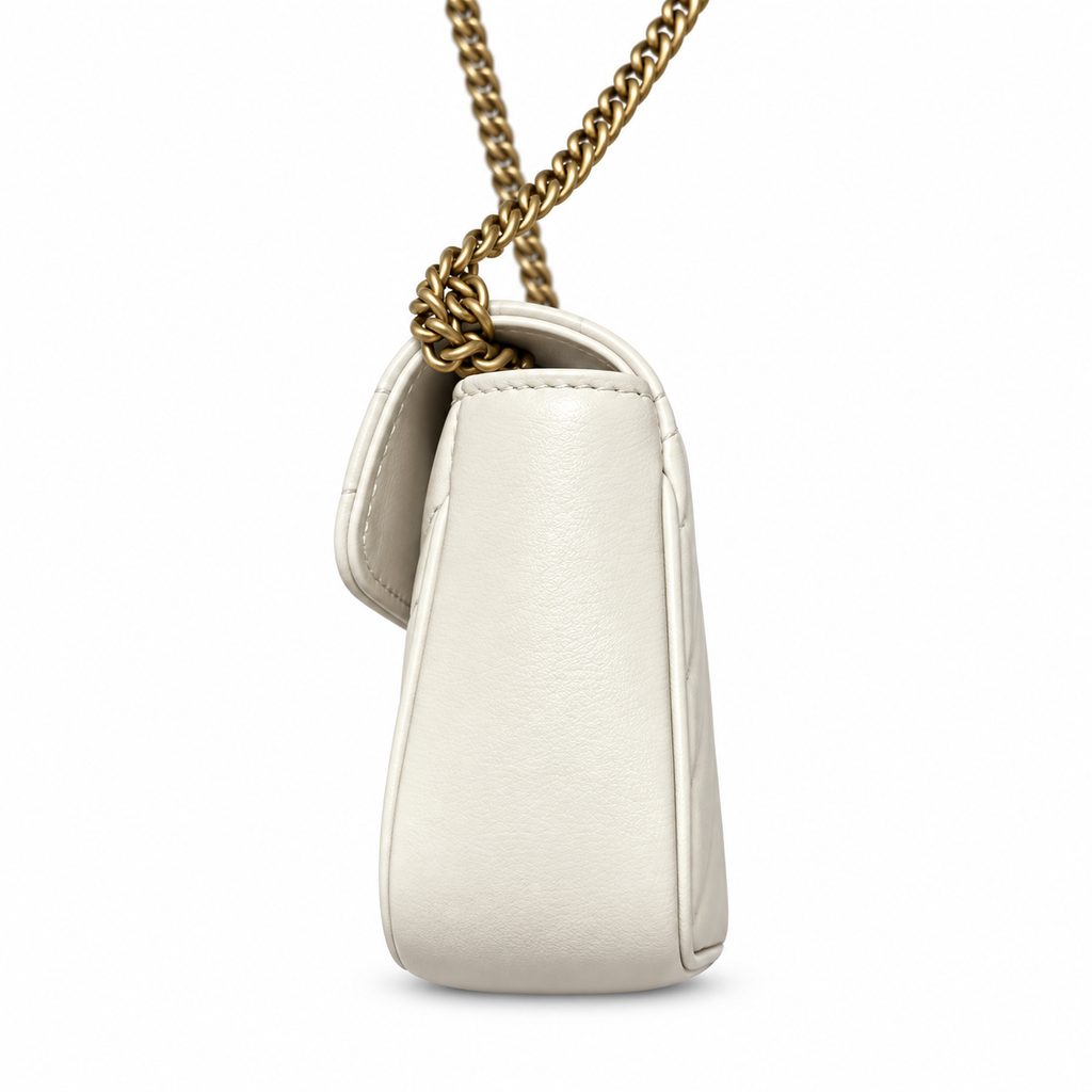 Gucci GG Marmont Super Mini Bag in White Matelassé