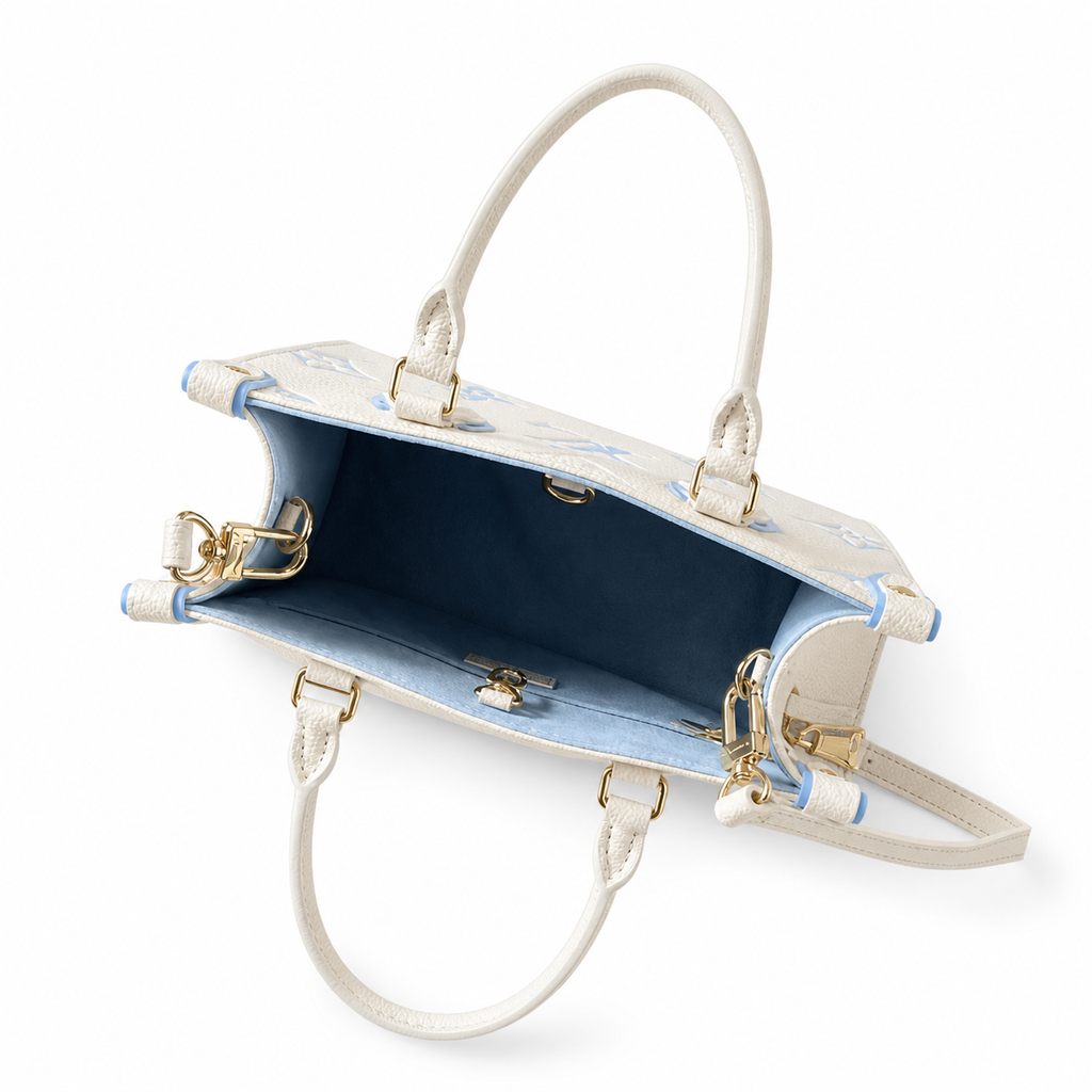 Louis Vuitton Onthego PM — Giant Monogram Empreinte in Crème & Baby Blue