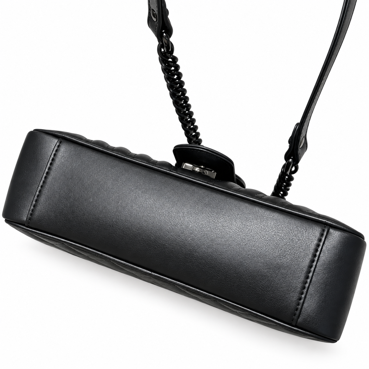 Gucci GG Marmont Medium Flap Bag in Tonal Black with Black Hardware
