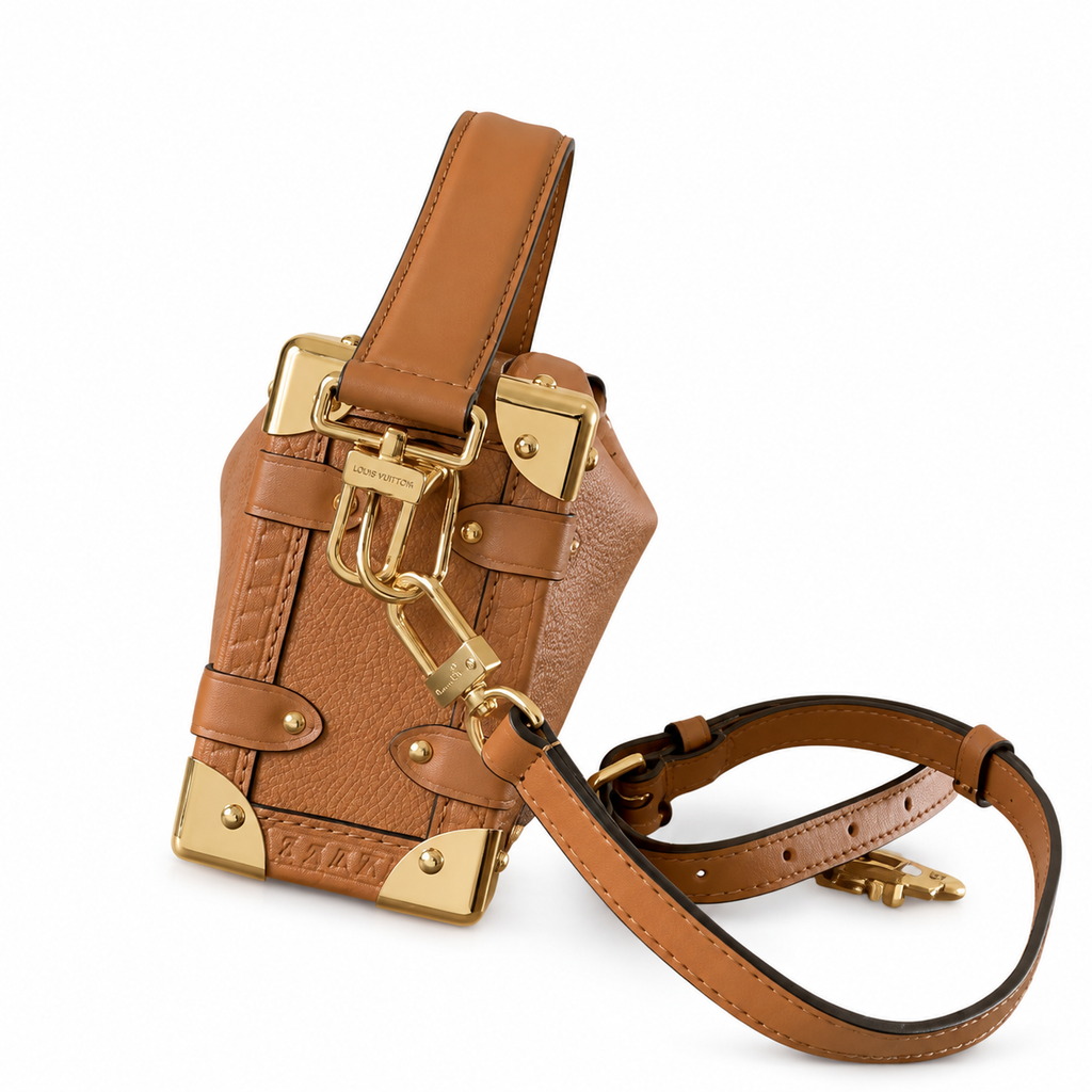 Louis Vuitton Petite Malle Souple — Cognac Taurillon, Gold Front Lock & Chain Strap