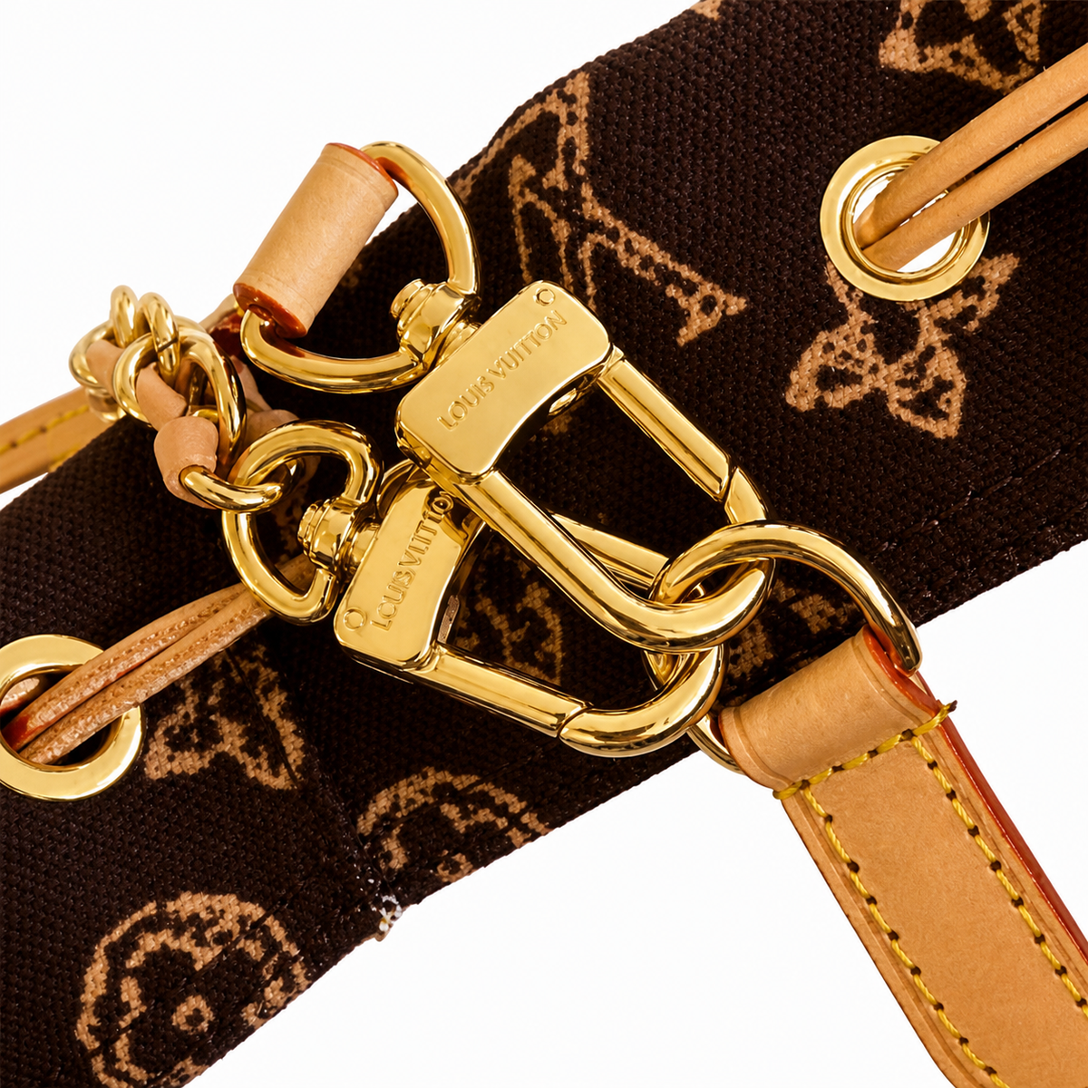 Louis Vuitton Noé BB — Monogram Idylle, Vachetta Braided Chain Handle, LV Horseshoe Clasp & Grey Interior