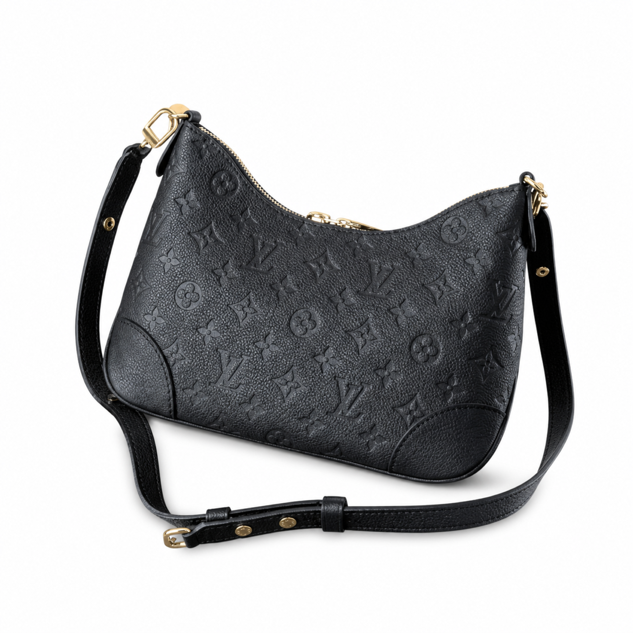 Louis Vuitton Bagatelle — Noir Monogram Empreinte, Gold D-Ring & Tonal Black