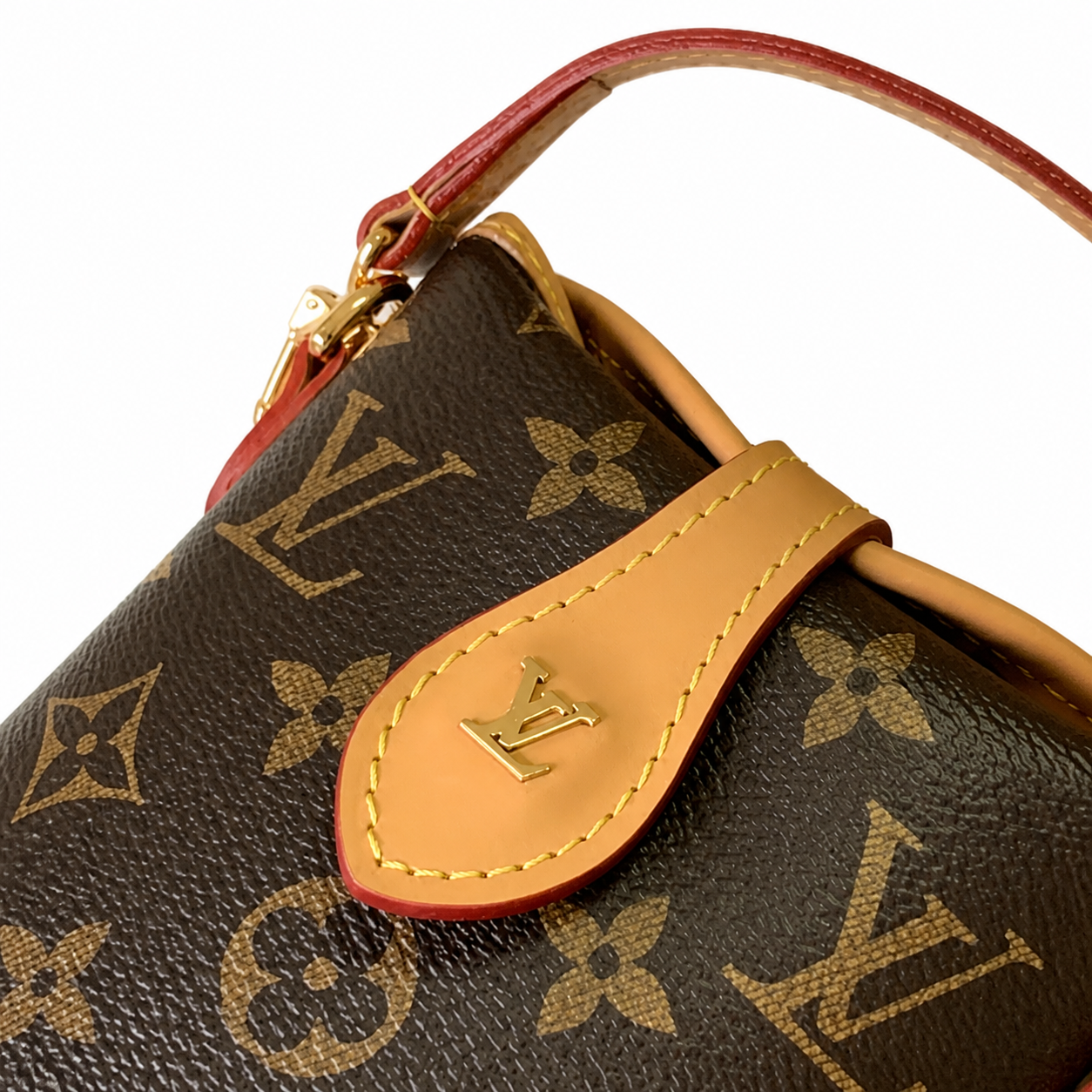 Louis Vuitton Mini Cylinder — Monogram Canvas, Vachetta Top Flap & Gold Clasp