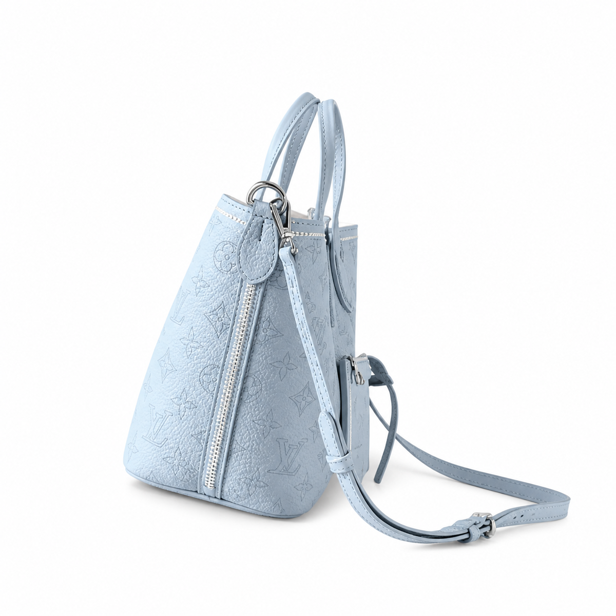 Louis Vuitton Blossom MM — Mahina Perforated Leather in Bleu Glacier with Coin Purse
