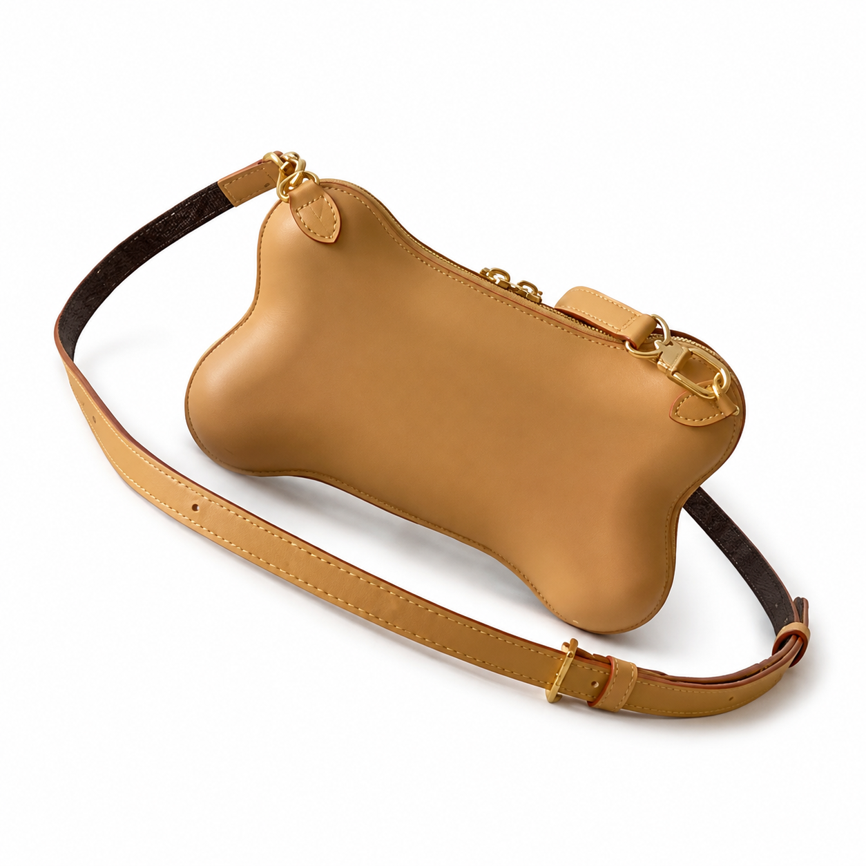 Louis Vuitton Bone Bag — Monogram Canvas, Vachetta Trim & Yellow Stitching