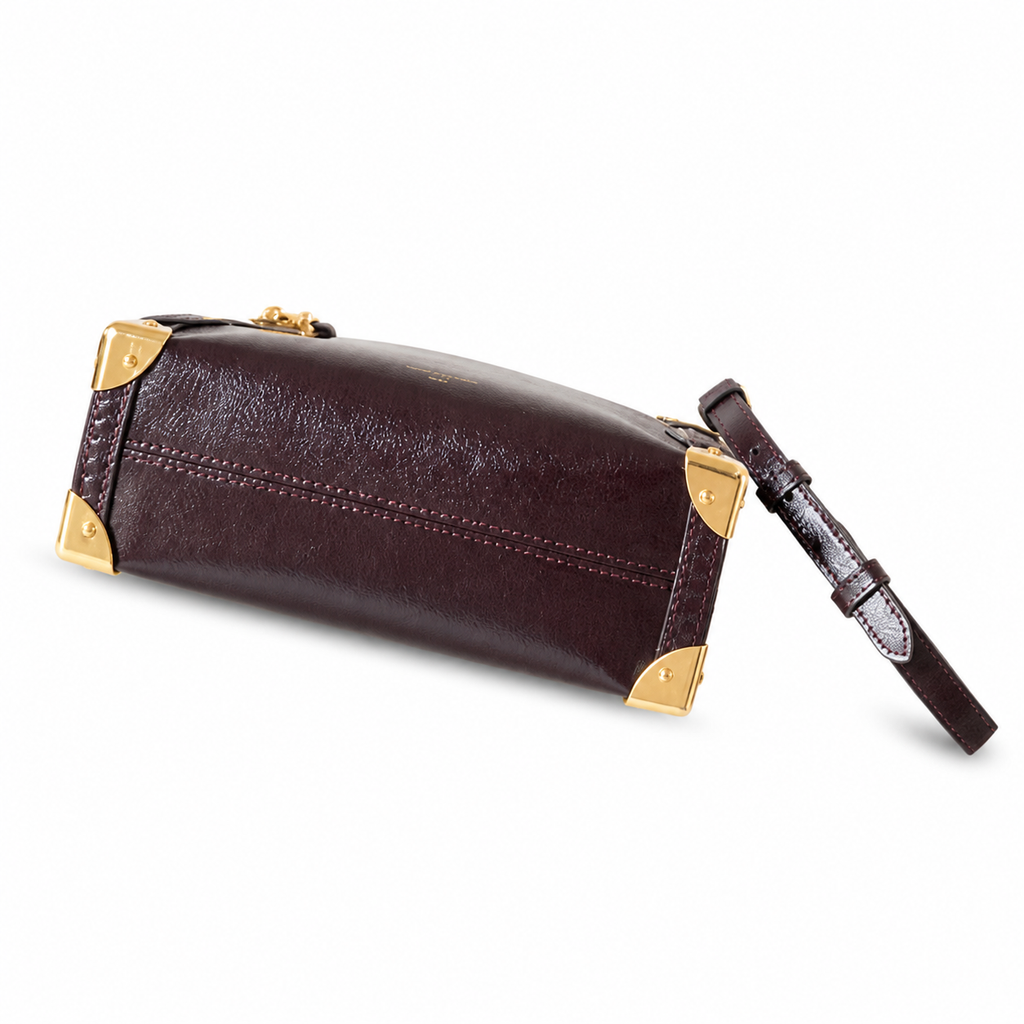 Louis Vuitton Mini Flap Crossbody — Chocolat Moka Grained Leather, Gold V-Lock, Flap Strap & Corner Guards