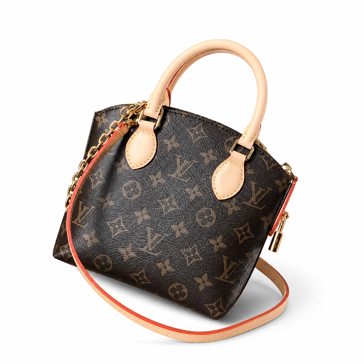 Louis Vuitton Papillon BB — Monogram Canvas, Red-Edge Vachetta & Gold Chain