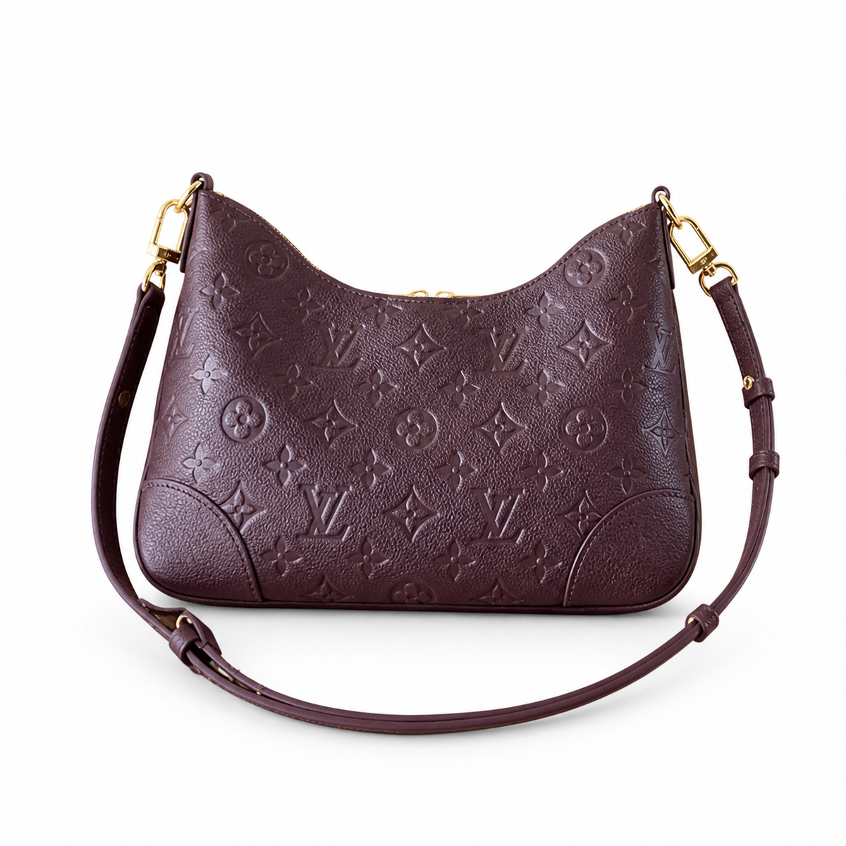 Louis Vuitton Bagatelle — Prune Monogram Empreinte & Leather-Woven Gold Chain