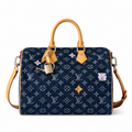 Louis Vuitton Keepall Bandoulière 35 — Monogram Denim in Bleu with Daisy Flower Detail