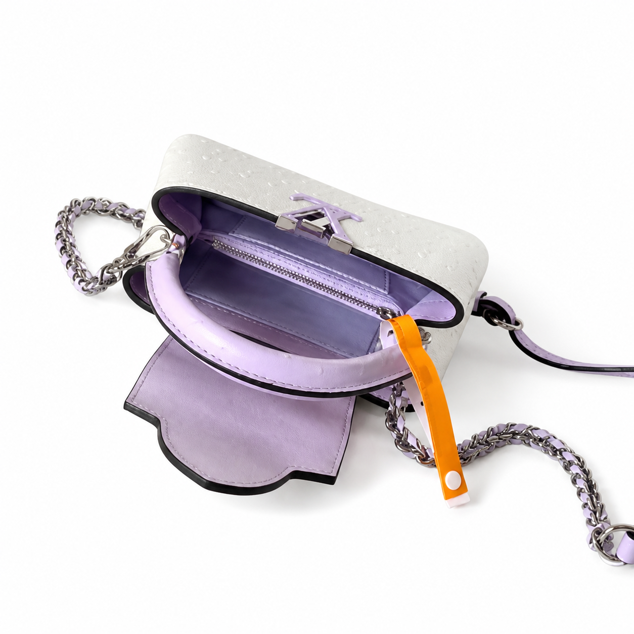 Louis Vuitton Capucines BB — Autruche Ostrich in Blanc & Lilas with Lilac LV Clasp