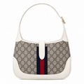 Gucci Jackie 1961 GG Supreme Shoulder Bag in White Leather