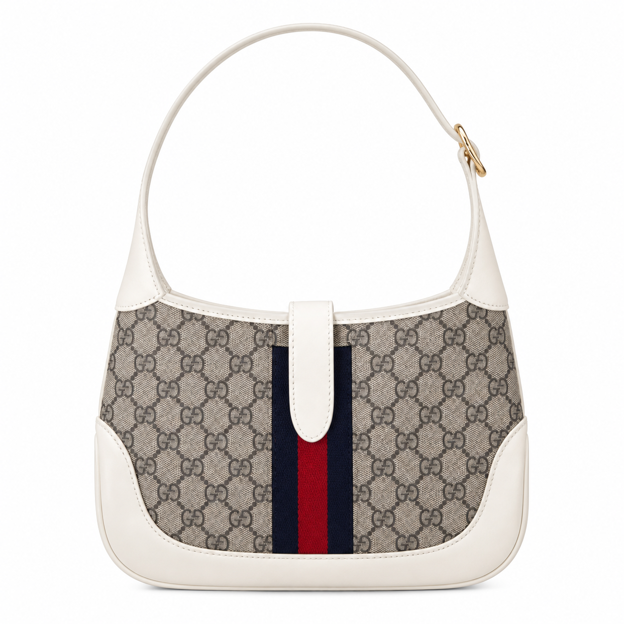 Gucci Jackie 1961 GG Supreme Shoulder Bag in White Leather