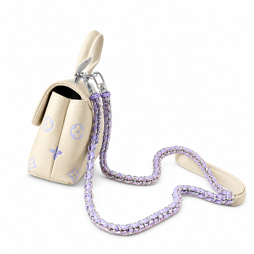 Louis Vuitton Mini Flap — Lavender Gradient Monogram, Silver Chain Weave & Push-Lock Clasp