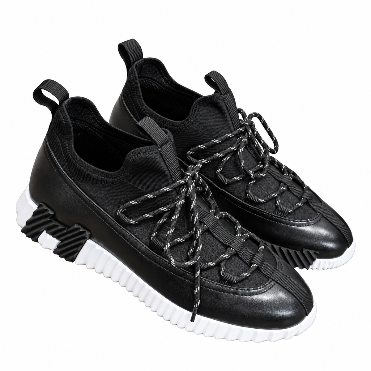 Hermès Men's Black Panelled Lace-Up Sneakers