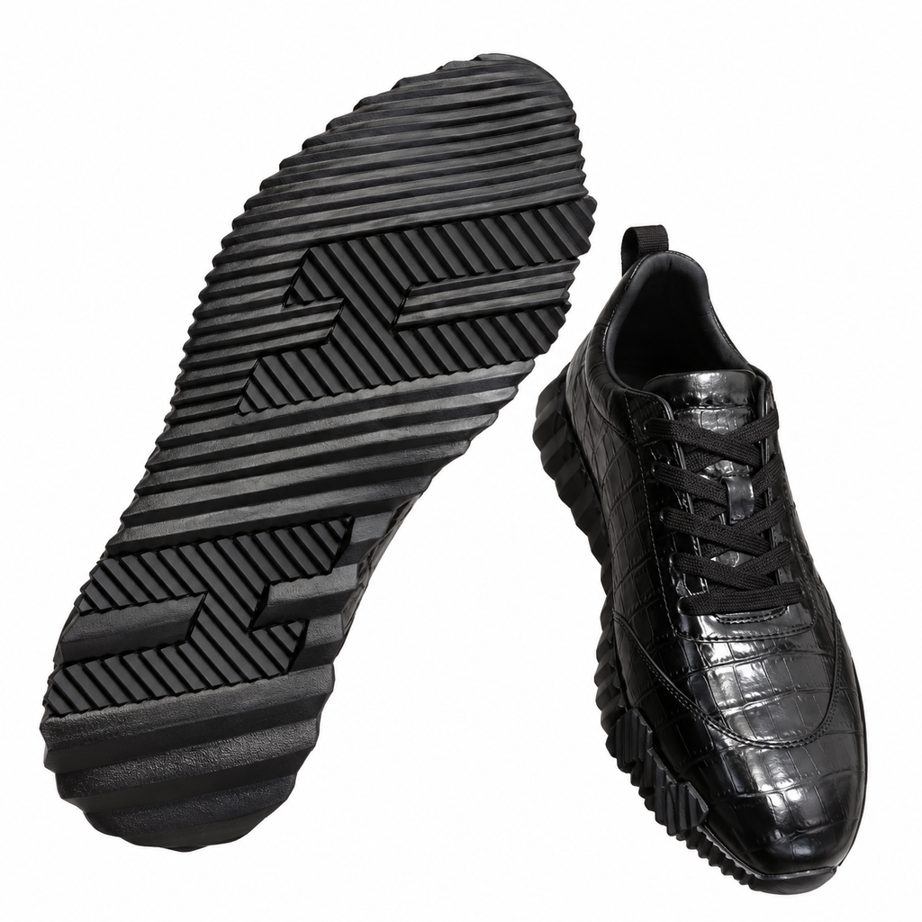 Hermès Black Scale-Textured Low-Top Sneakers