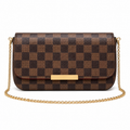 Louis Vuitton Favorite MM — Damier Ebène Canvas, Detachable Gold Chain, Dome Rivets & Zip Closure