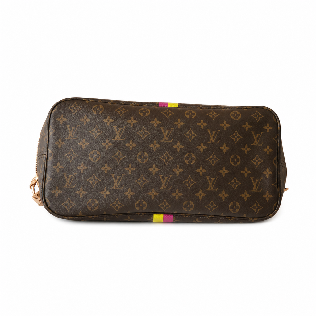 Louis Vuitton Neverfull GM — Monogram Canvas with My LV World Tour Stripe in Yellow & Fuchsia