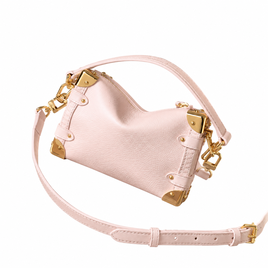 Louis Vuitton Soft Trunk — Rose Ballerine Empreinte, Gold Corner Fittings & Chain Strap