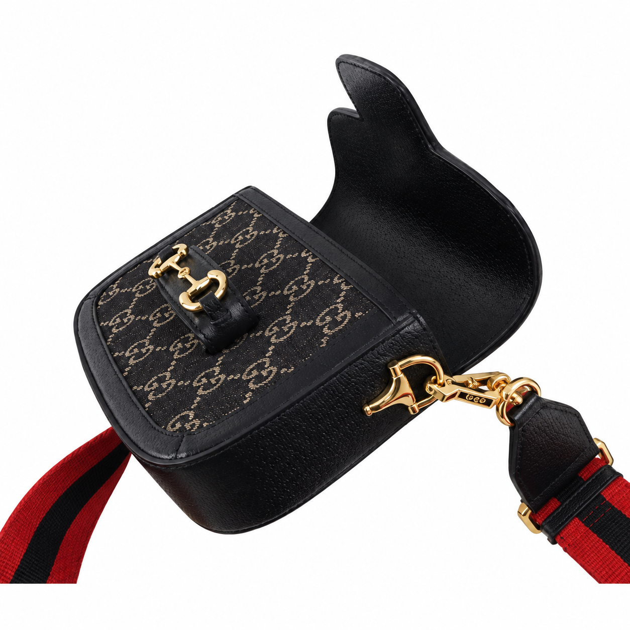 Gucci Horsebit 1955 Mini Crossbody Bag in GG Jacquard Black