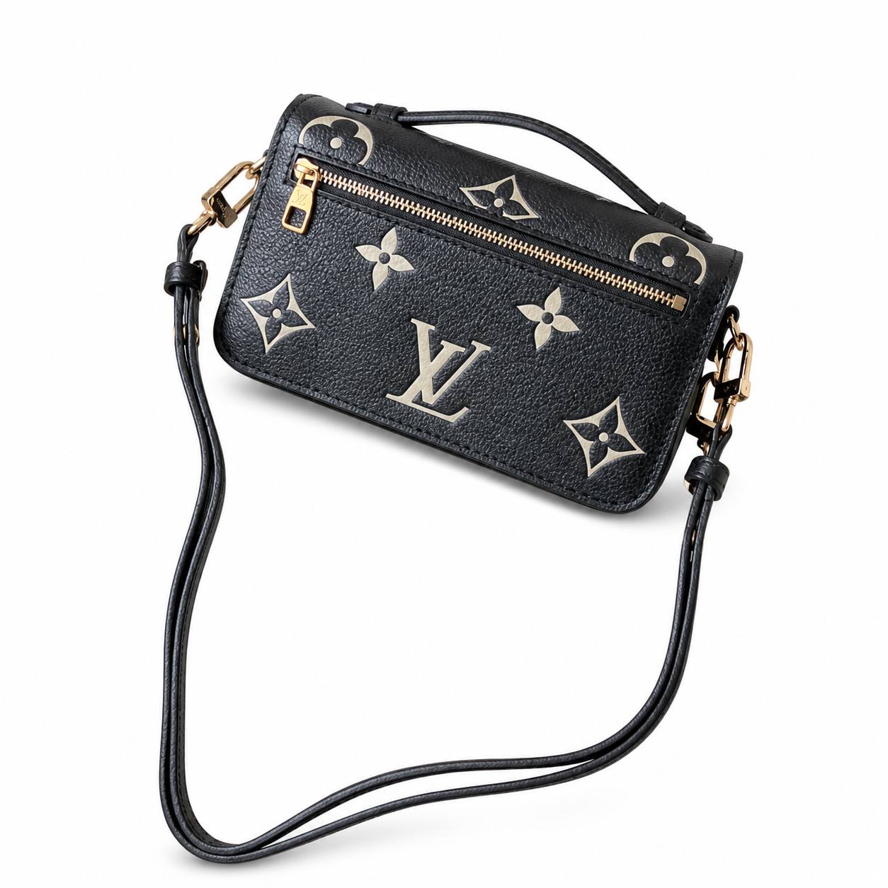 Louis Vuitton Giant Monogram Flap — Black Empreinte, Chunky Gold Chain & Square Turn-Lock
