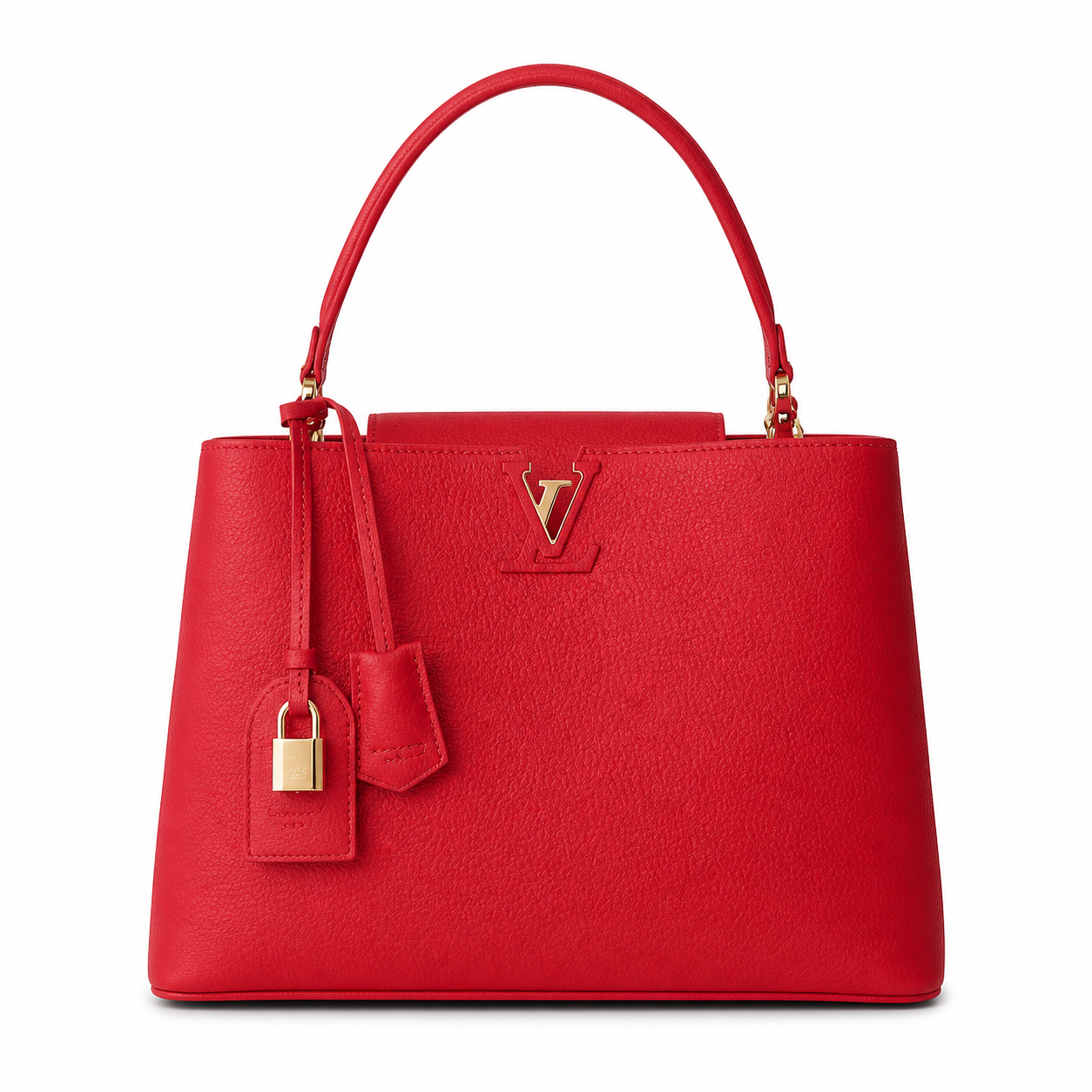 Louis Vuitton Capucines MM — Taurillon Leather in Rouge with Gold LV Lock