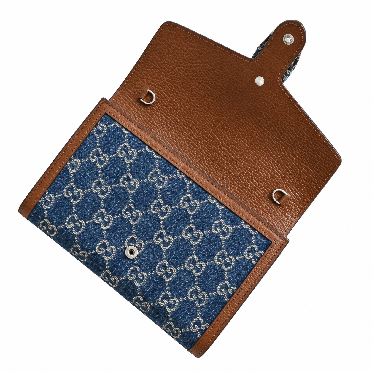 Gucci Dionysus Small Shoulder Bag in GG Denim Canvas with Cognac Trim
