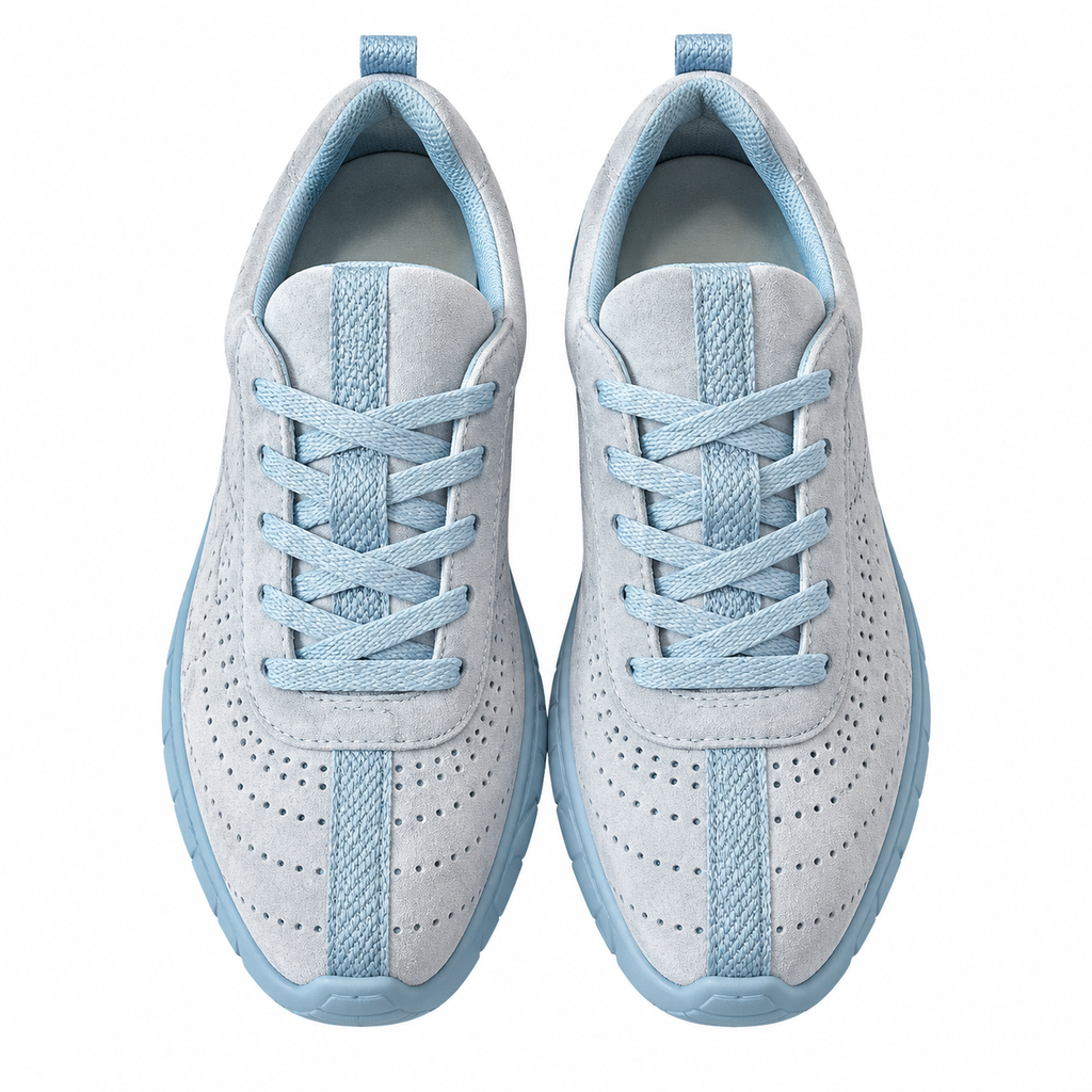 Hermès Gray & Blue Perforated Lace-Up Sneakers