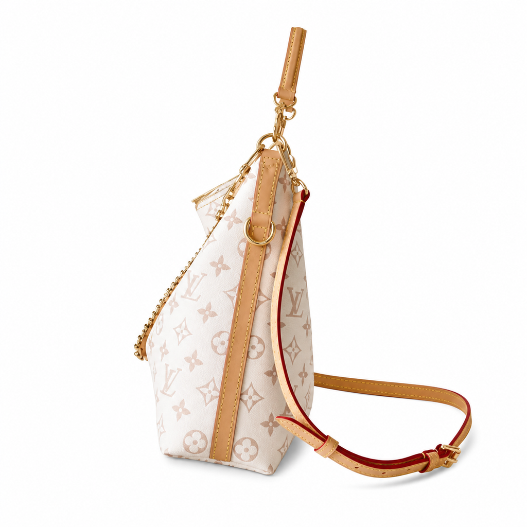 Louis Vuitton Slide Pochette — Monogram Jacquard in Crème with Honey Leather Trim