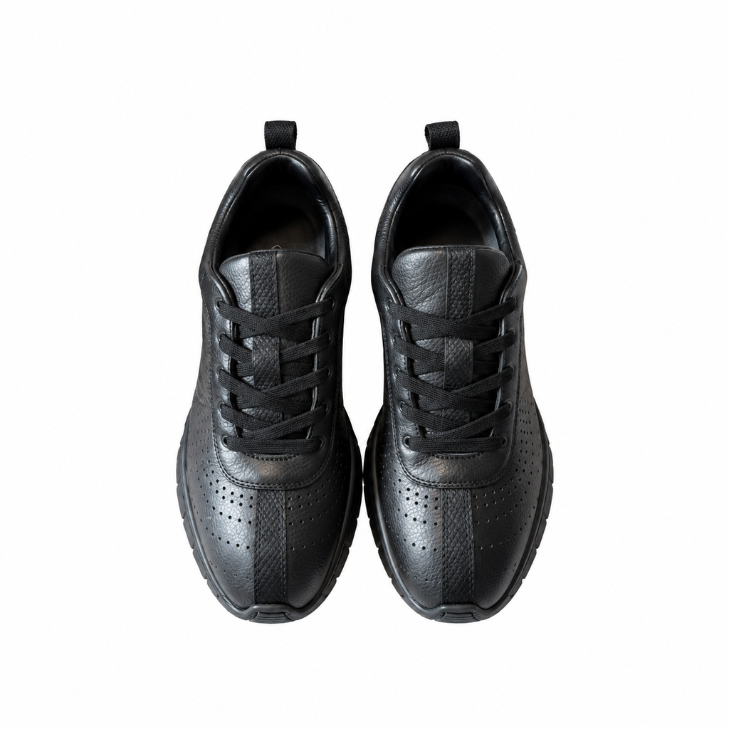 Hermès Black Perforated Low-Top Lace-Up Shoes