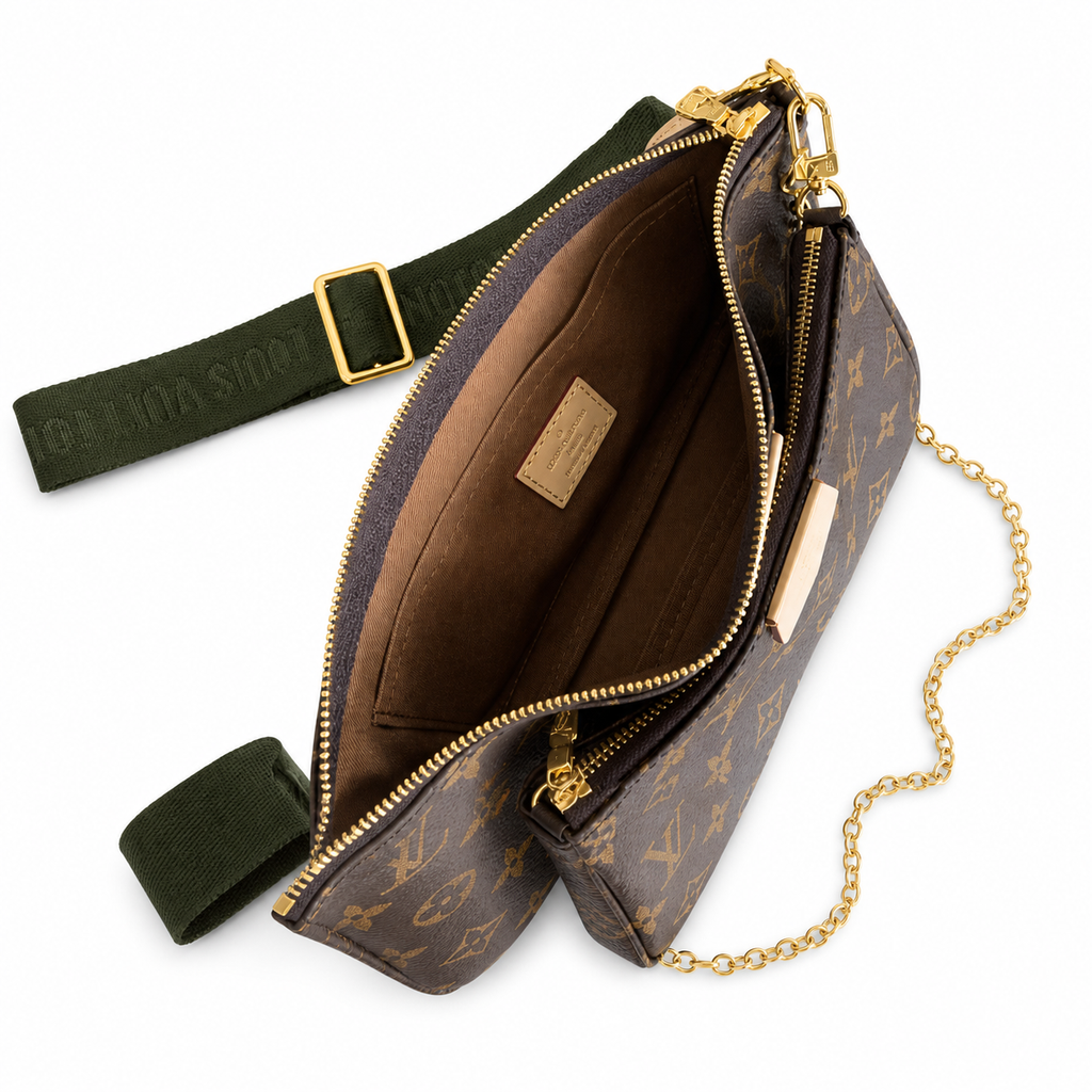 Louis Vuitton Pochette Accessoires — Monogram Canvas with Khaki Logo Strap