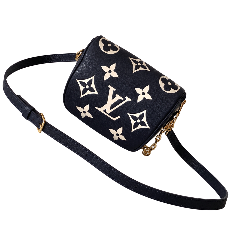 Louis Vuitton Vanity PM — Marine Bicolor Giant Empreinte, 360° Gold Zip & Dual Strap System