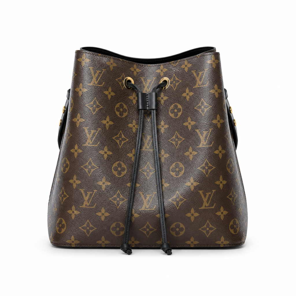 Louis Vuitton Noé GM — Monogram Canvas, Black Leather Trim & Drawstring Closure