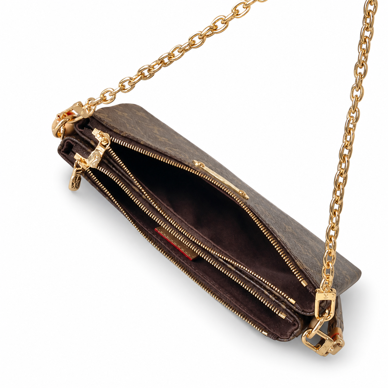 Louis Vuitton Pochette Métis — Monogram Canvas, Wide Vachetta & Gold Chain