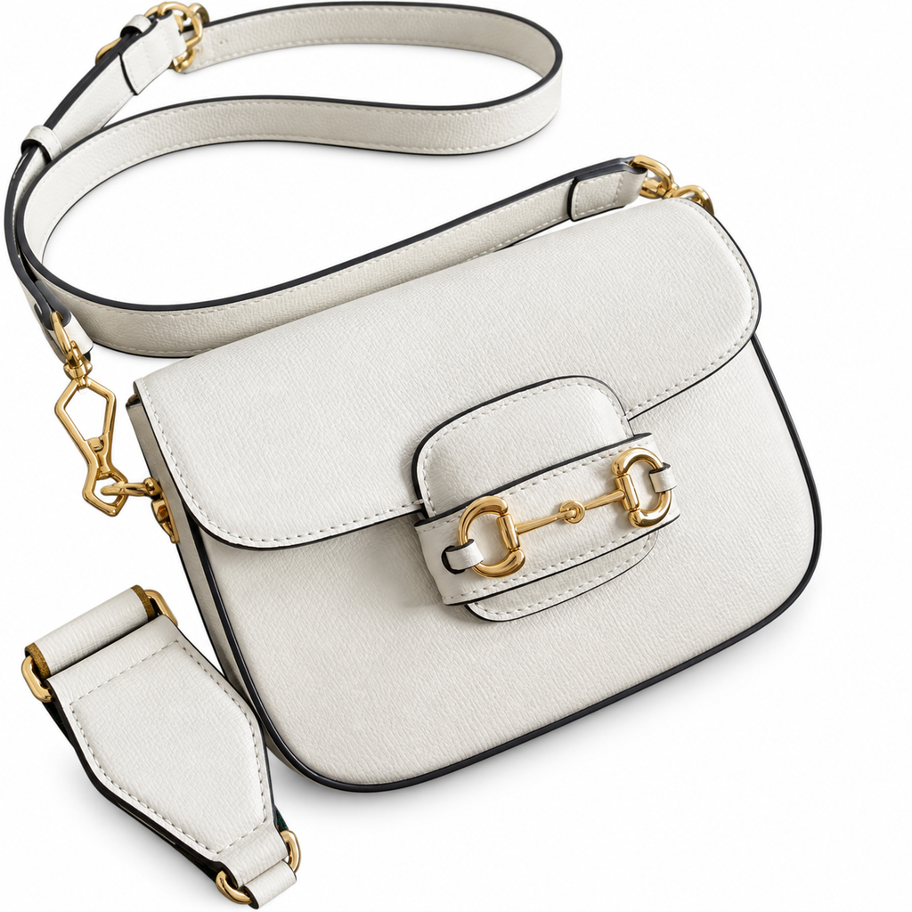 Gucci Horsebit 1955 Mini Crossbody Bag in Full White Leather