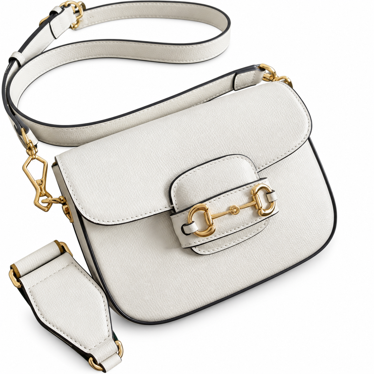 Gucci Horsebit 1955 Mini Crossbody Bag in Full White Leather