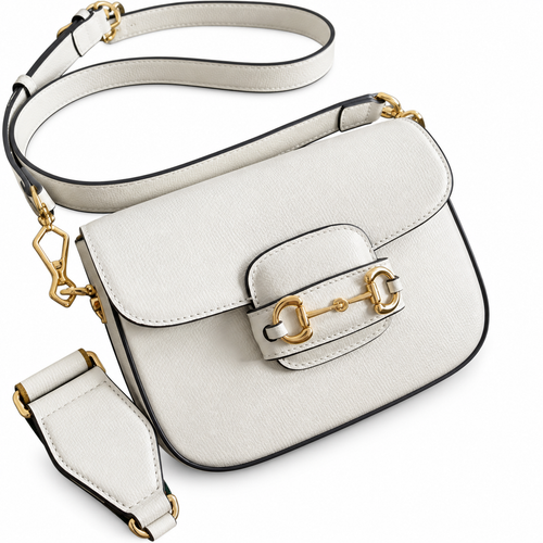 Gucci Horsebit 1955 Mini Crossbody Bag in Full White Leather