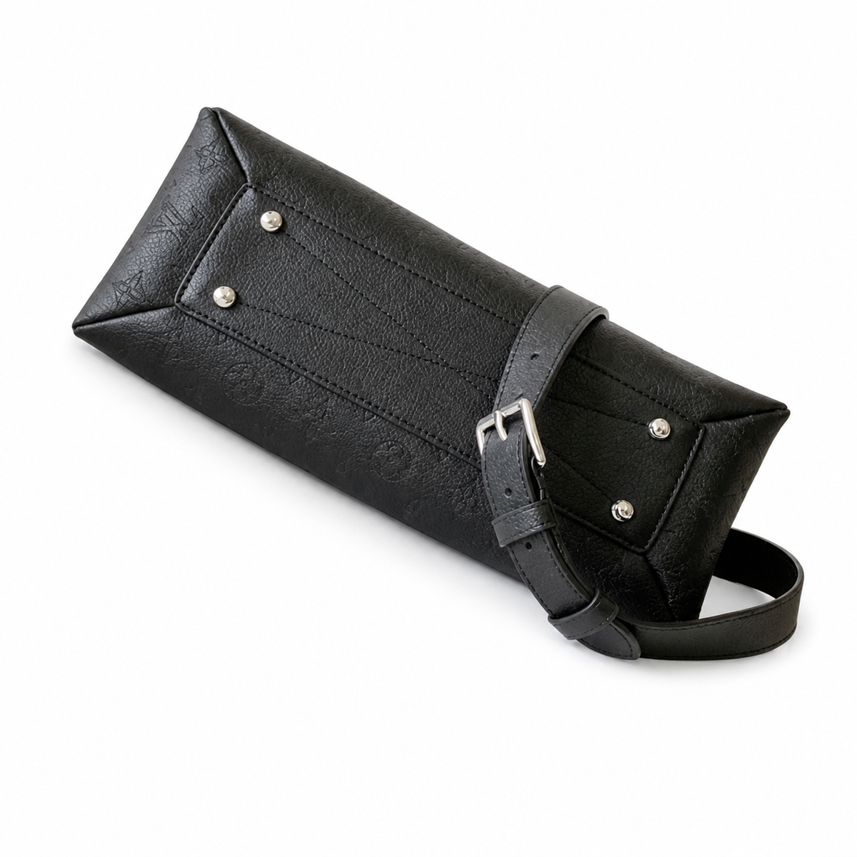 Louis Vuitton Mahina Belt Bag — Noir Black Triangular Cone, Silver Chain & Adjustable Belt Strap