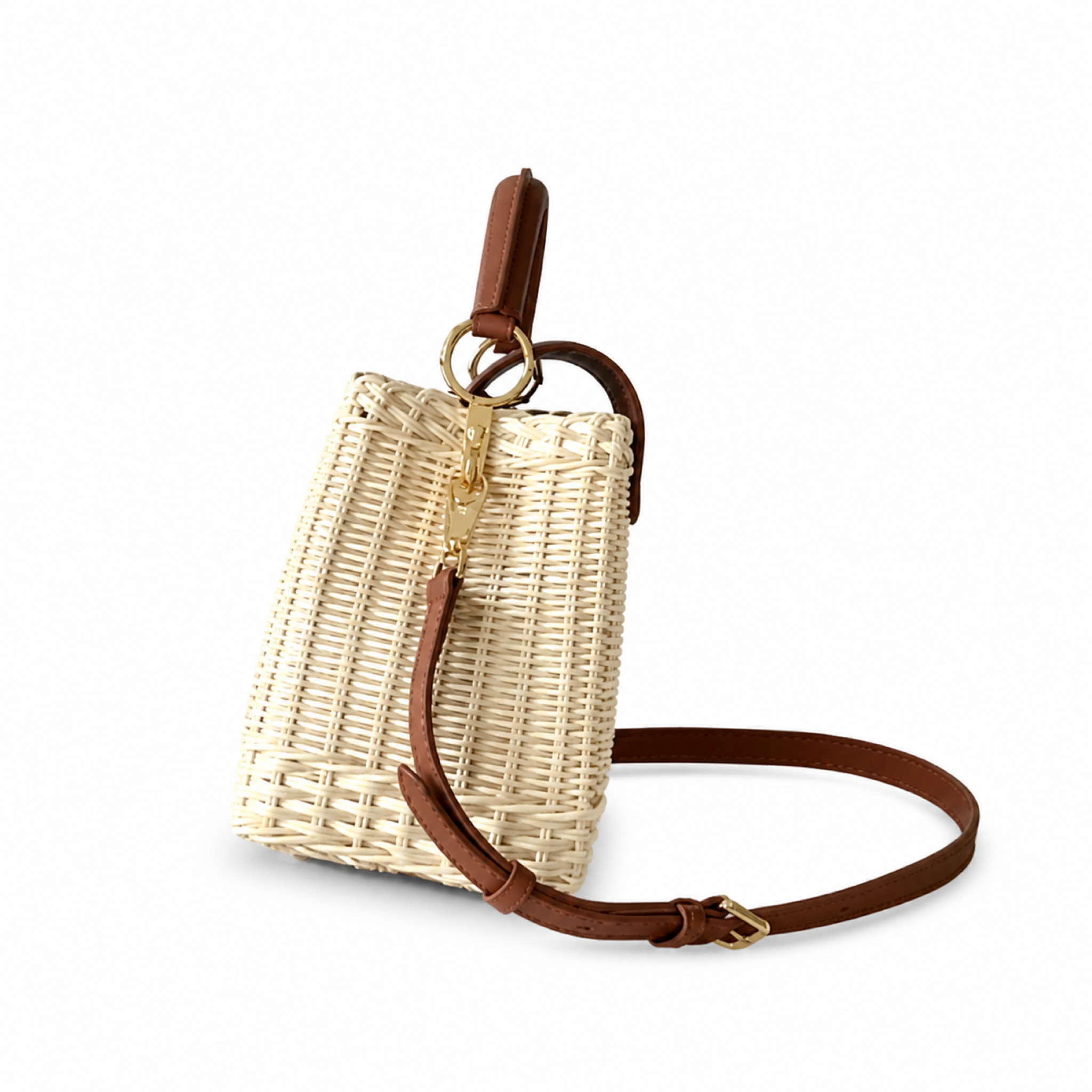 Louis Vuitton Capucines — Natural Wicker Raffia, Cognac Leather Flap & Gold Rivets