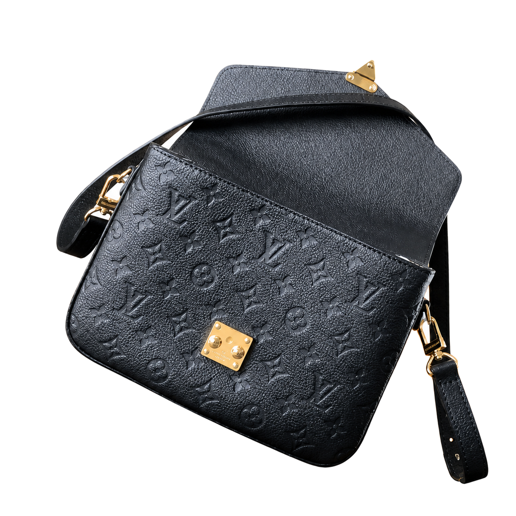 Louis Vuitton Pochette Métis — Black Empreinte, Gold Square Push-Lock, Top Handle & Adjustable Strap