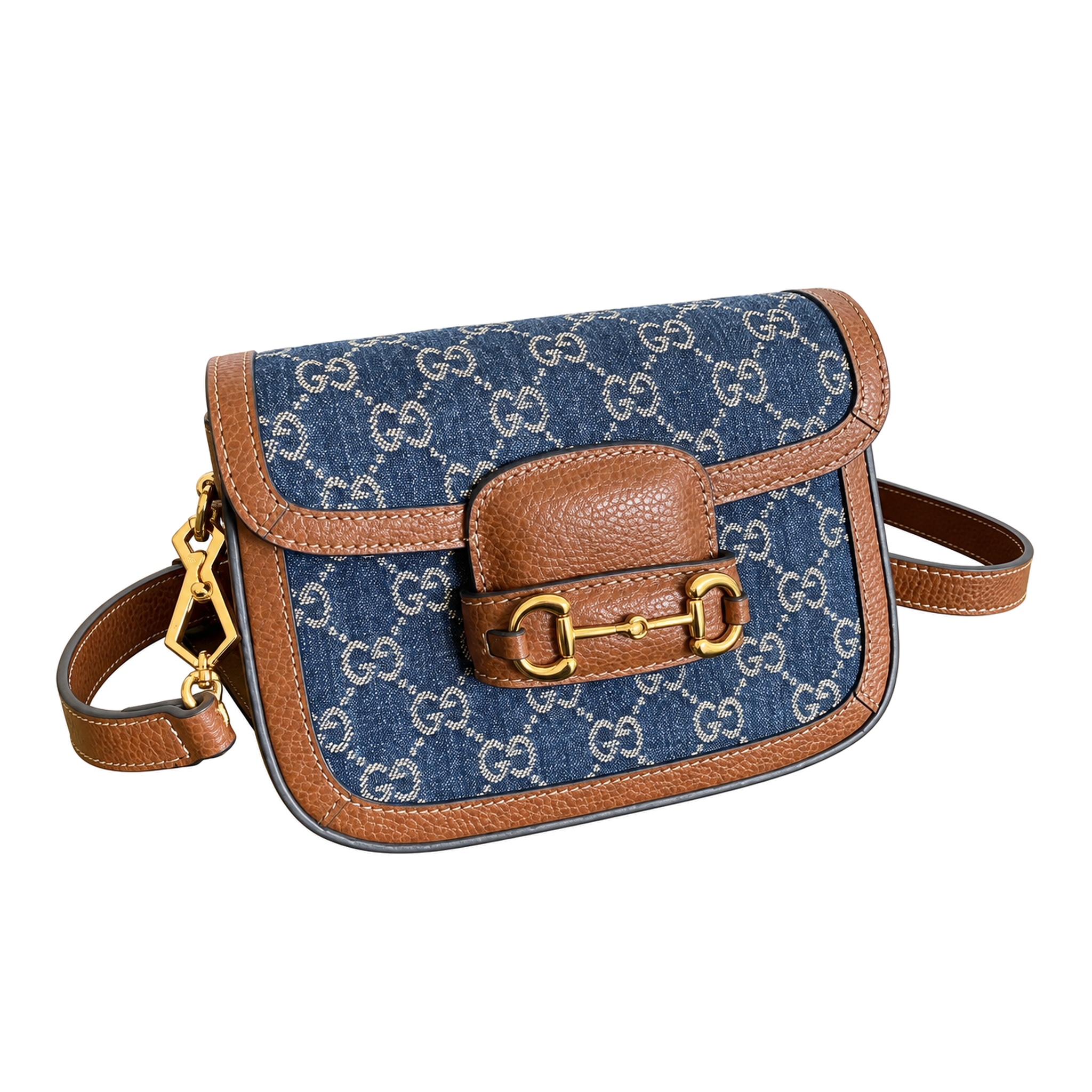 Gucci Horsebit 1955 Mini Crossbody Bag in GG Denim