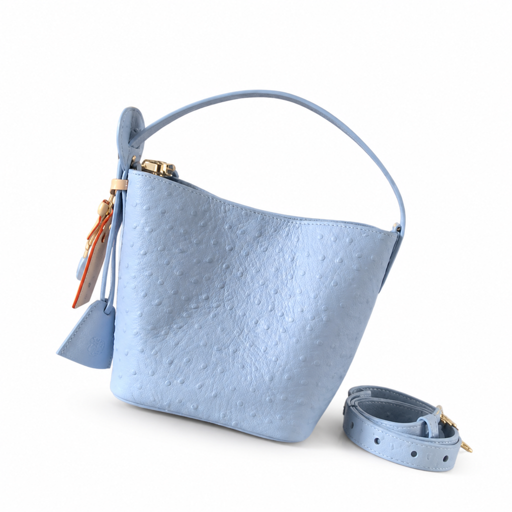Louis Vuitton Papillon BB — Ostrich Leather in Bleu Glacier with Heart Charm