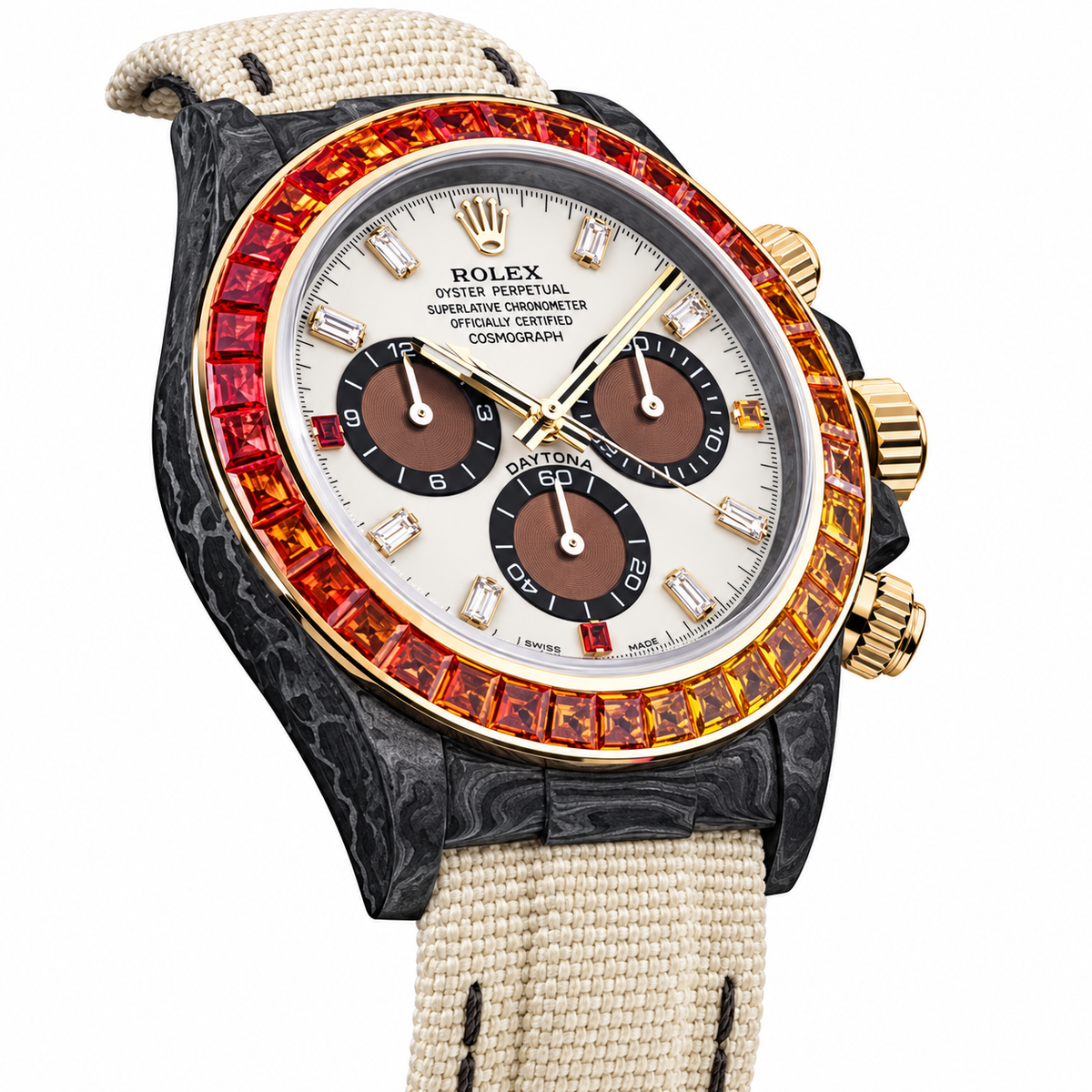 Rolex Sunset Bezel Ivory Dial Watch