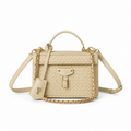 Louis Vuitton Twist MM — Woven Leather in Crème with Gold Chain Strap