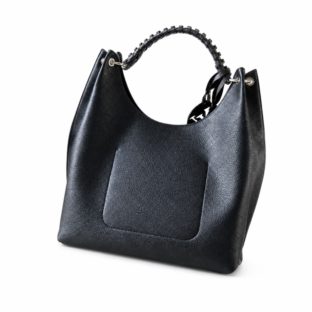 Louis Vuitton Mahina Hobo — Noir Black Perforated Calfskin, Braided Handle, Silver Hardware & LV Charm